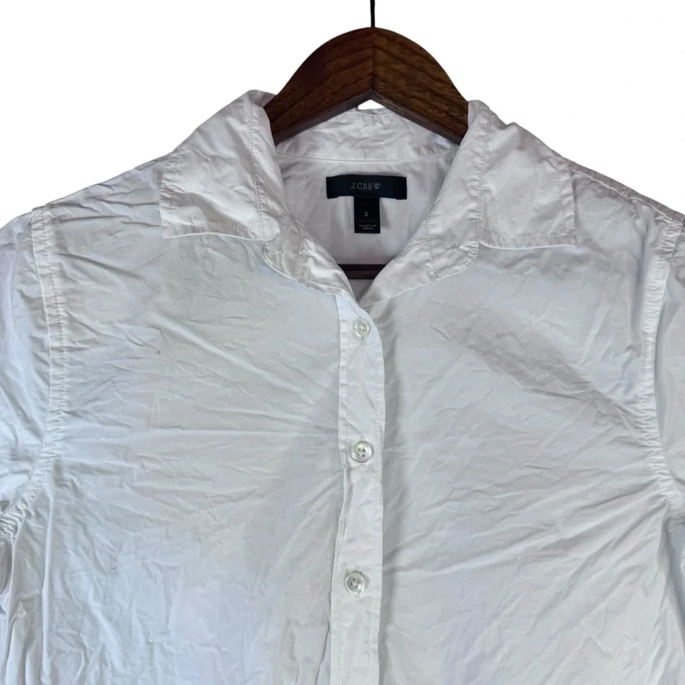 J. Crew Woman’s White Button Down Shirt with Red Accent Stripe